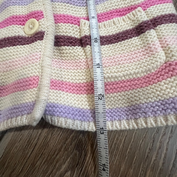 Baby Gap Button Front Hooded Sweater Jacket Girls 6-12 Months Striped Cream - Picture 7 of 9